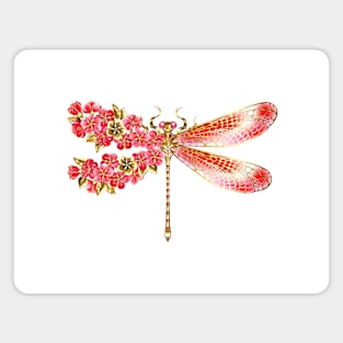 Flower dragonfly with jewelry sakura Magnet